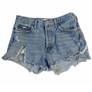 Agolde Denim‎ Shorts Womens 26 Parker Vintage Cut Off Button Fly Distressed Boho
